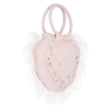 Girls Pink Heart Embellished Handbag